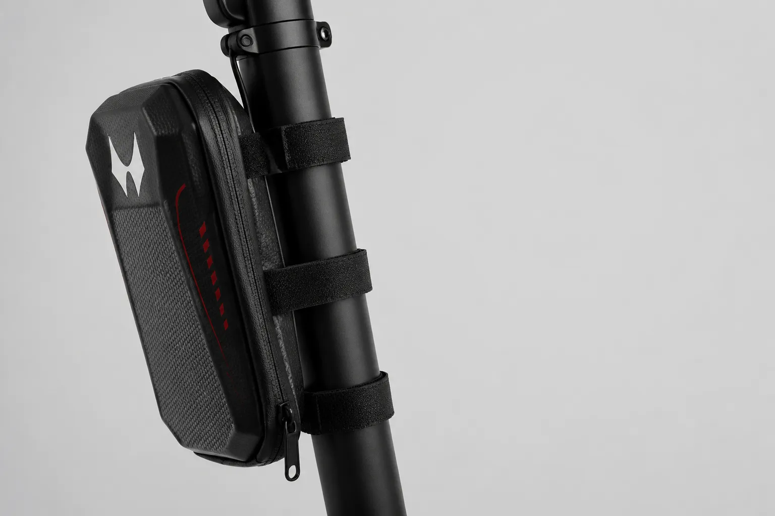 Scooter bag straps mounted securely around a scooter stem
